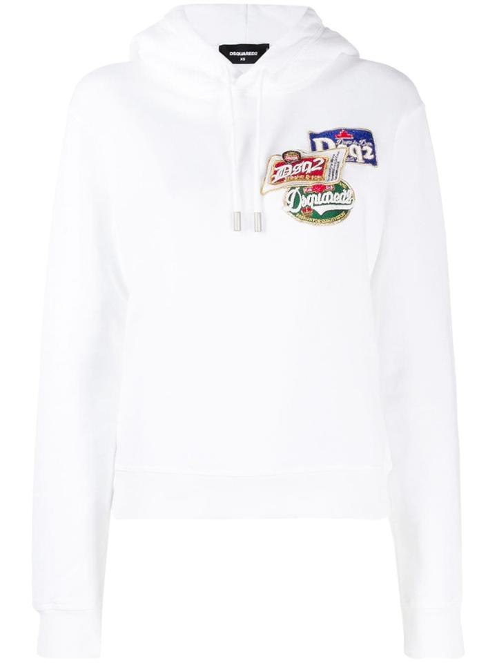 Dsquared2 Logo Patch Hoodie - White