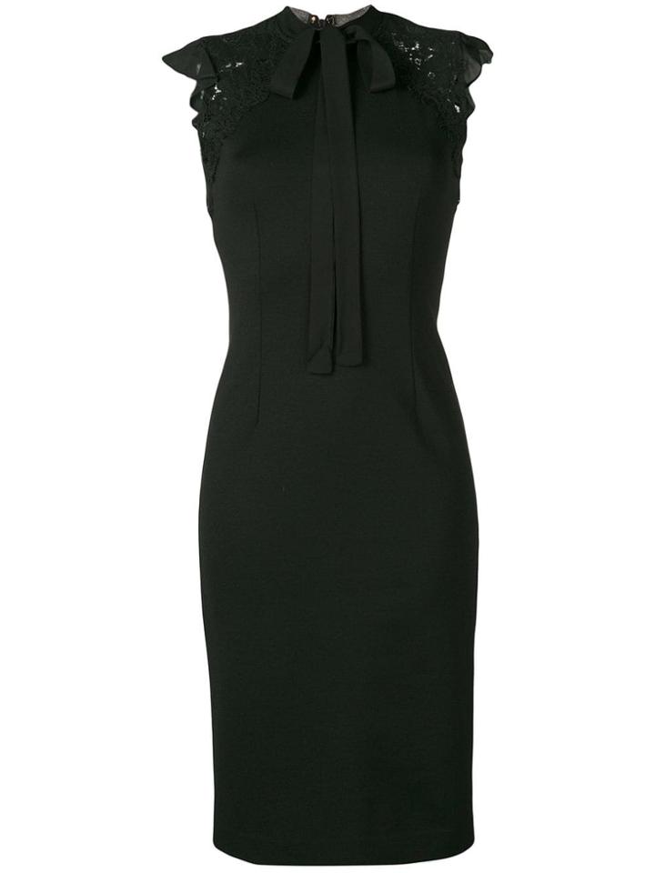 Twin-set Floral Lace Shoulders Dress - Black