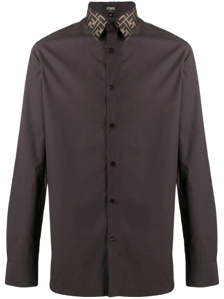 Fendi Monogram Collar Shirt - Brown