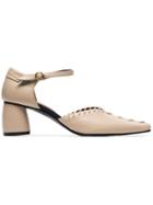 Reike Nen Neutral 60 Ankle Strap Whipstitched Leather Pumps - Neutrals