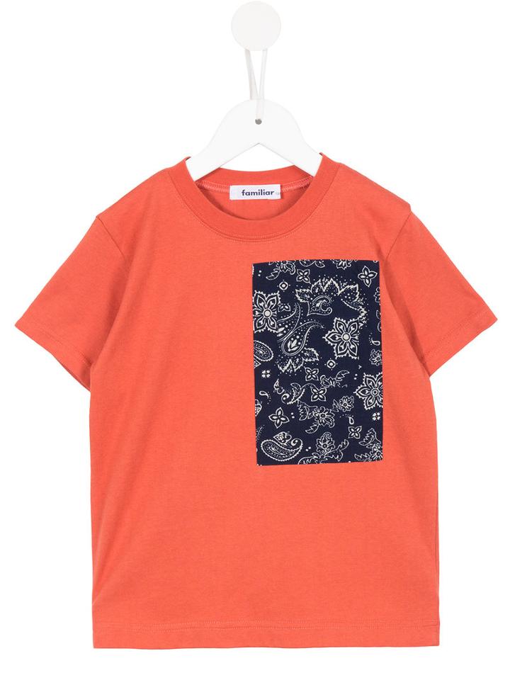 Familiar Contrast Pocket T-shirt, Boy's, Size: 6 Yrs, Yellow/orange