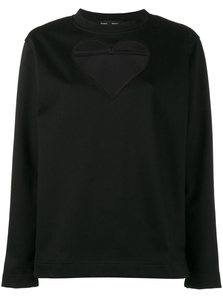 Proenza Schouler - Heart Cutout Long Sleeve Top - Women - Cotton/polyester - S, Black, Cotton/polyester