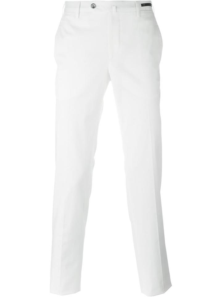 Pt01 Slim Fit Trousers, Men's, Size: 56, White, Cotton/spandex/elastane