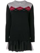 Red Valentino Tulle Skirt Sweater Dress - Black