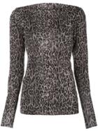 Peter Cohen Leopard Print Fitted Sweater - Black