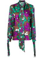 P.a.r.o.s.h. Pussy Bow Floral Shirt - Brown