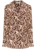 Chloé Geometric Print Silk Shirt - Brown