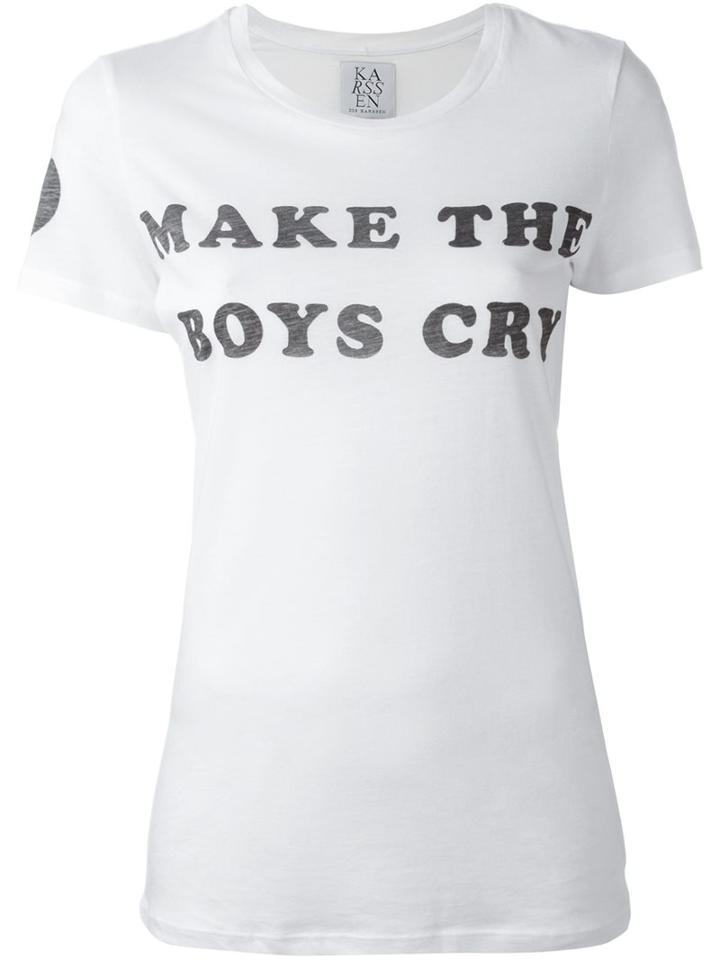 Zoe Karssen Make The Boys Cry T-shirt, Women's, Size: Large, White, Cotton/modal
