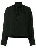 Balenciaga Strangled High Neck Blouse, Women's, Size: 34, Black, Silk