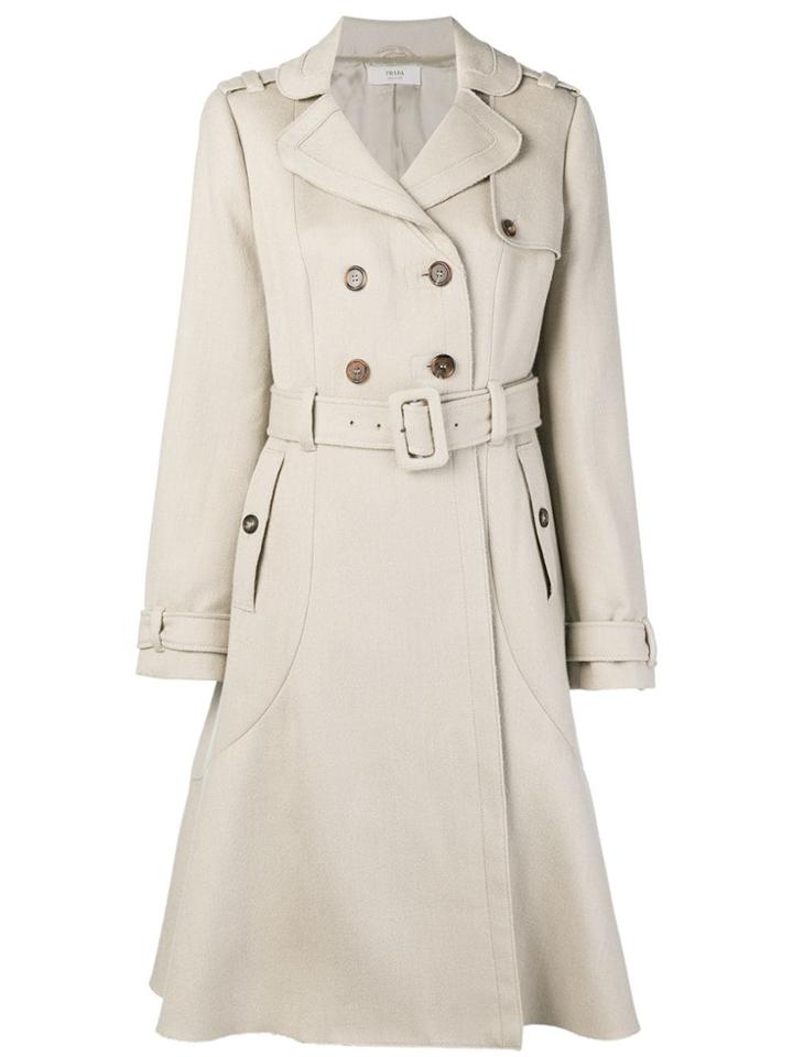 Prada Vintage Flared Double Breasted Coat - Nude & Neutrals