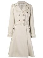 Prada Vintage Flared Double Breasted Coat - Nude & Neutrals