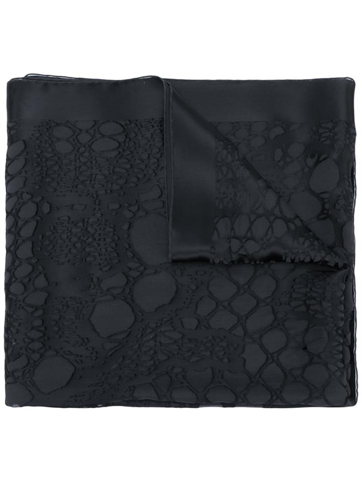 Roberto Cavalli Textured Satin Scarf - Black