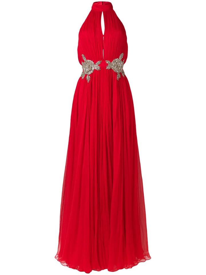 Alexander Mcqueen Crystal Embellished Waist Gown - Red