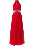 Alexander Mcqueen Crystal Embellished Waist Gown - Red