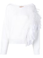 Nº21 Ruffle Trim Sweater - White