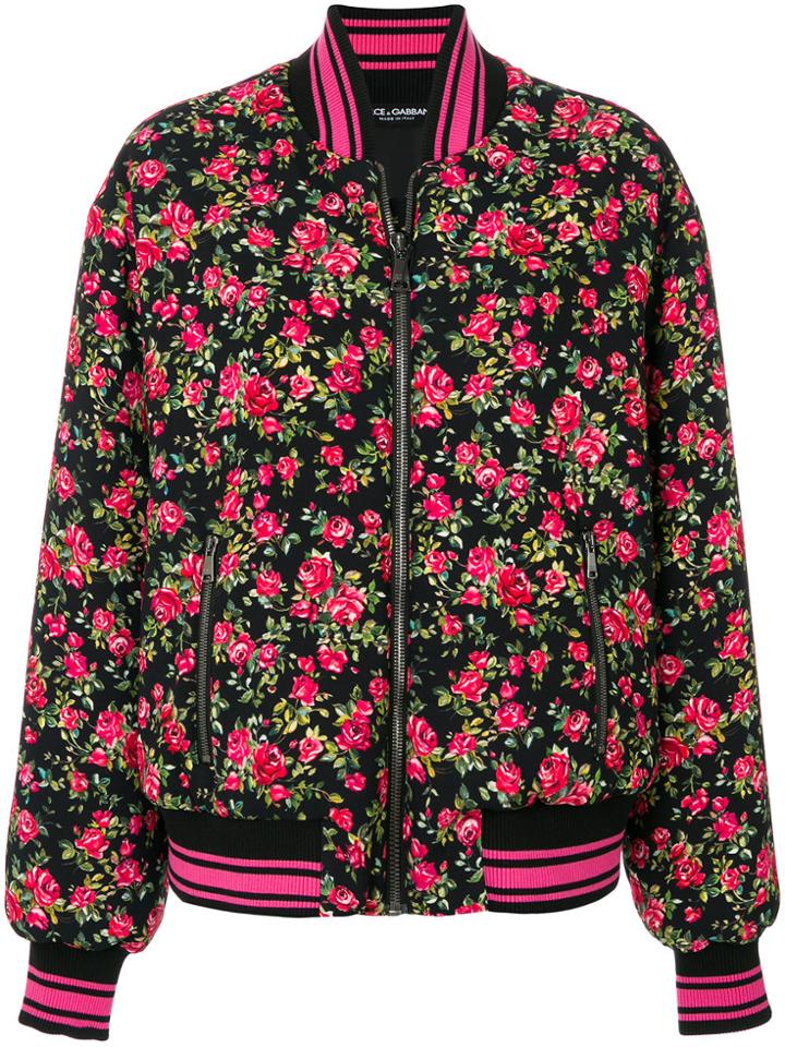 Dolce & Gabbana Floral Bomber Jacket - Pink & Purple