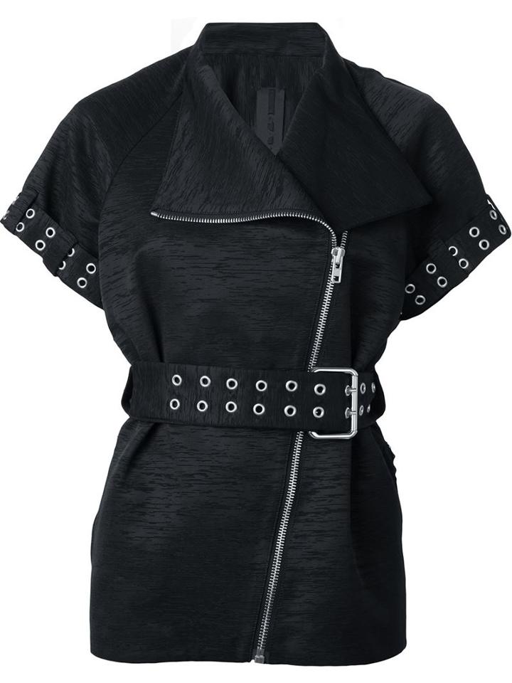Gareth Pugh Short Sleeve Biker Jacket, Women's, Size: 42, Black, Cotton/polyamide