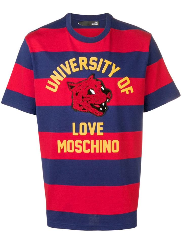 Love Moschino University Striped T-shirt - Red