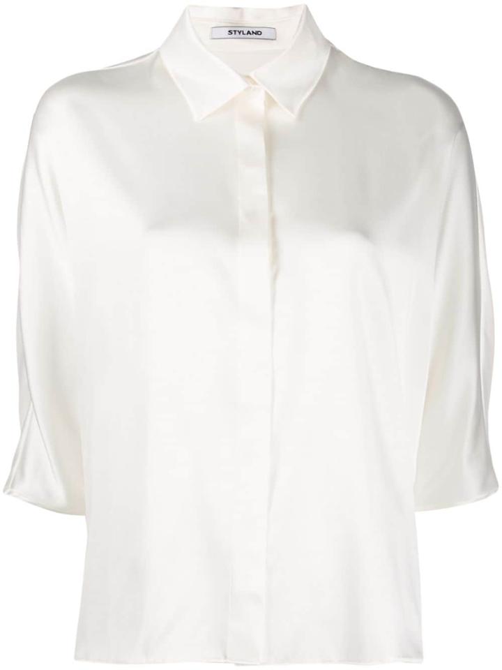 Styland Button Collar Shirt - White