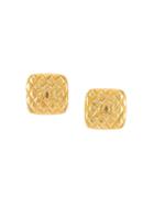 Chanel Vintage Quilted Square Clip-on Earrings