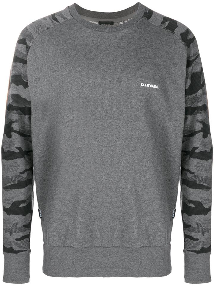 Diesel Camouflage Sleeve Sweatshirt - Grey