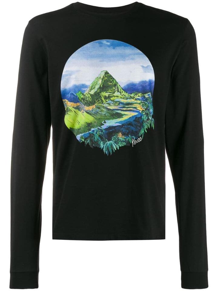 Kenzo Painted Landscape Long-sleeved T-shirt - Black
