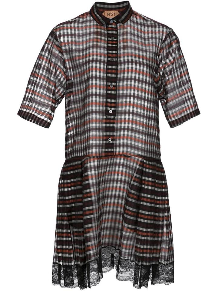 No21 Sheer Checked Blouse Dress