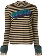 Kolor Patch Striped High Neck Top - Brown
