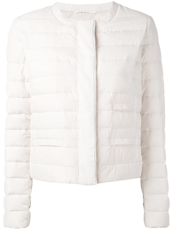 Fabiana Filippi - Cropped Padded Jacket - Women - Polyamide/polyester/goose Down/duck Feathers - 42, Nude/neutrals, Polyamide/polyester/goose Down/duck Feathers