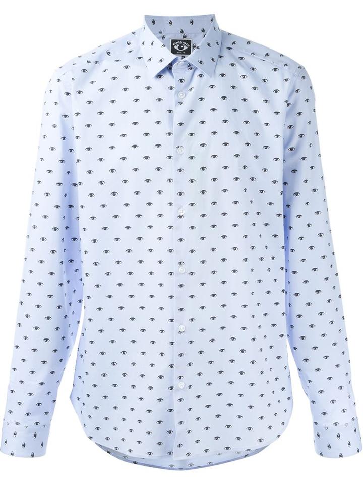 Kenzo Eyes Shirt, Men's, Size: 40, Blue, Cotton/spandex/elastane