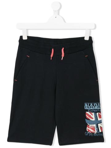 Napapjiri Kids Teen Flag-print Track Shorts - Blue