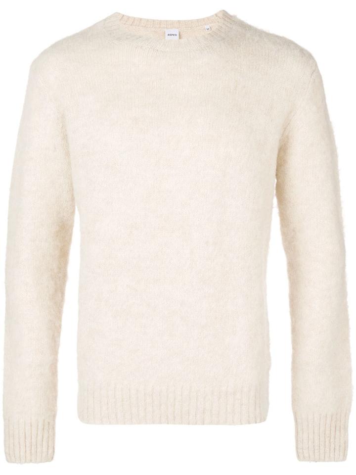 Aspesi Crew Neck Brushed Sweater - Nude & Neutrals