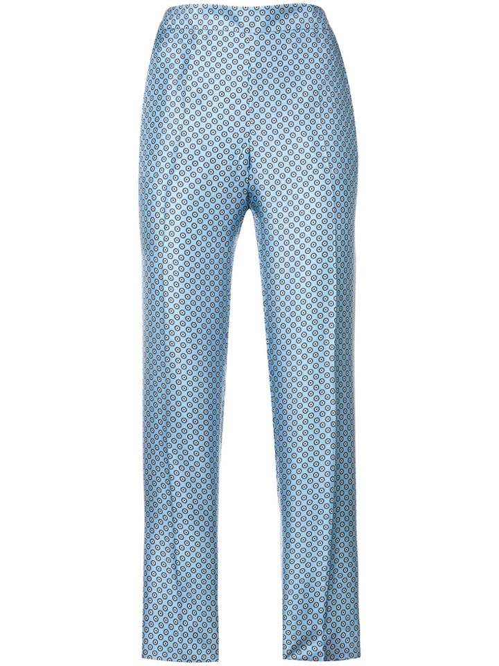 Alberto Biani Floral Print Cropped Trousers - Blue