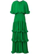 Msgm Ruffle Drape Gown - Green
