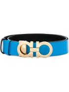 Salvatore Ferragamo Gancini Buckle Belt, Women's, Size: 80, Blue, Calf Leather
