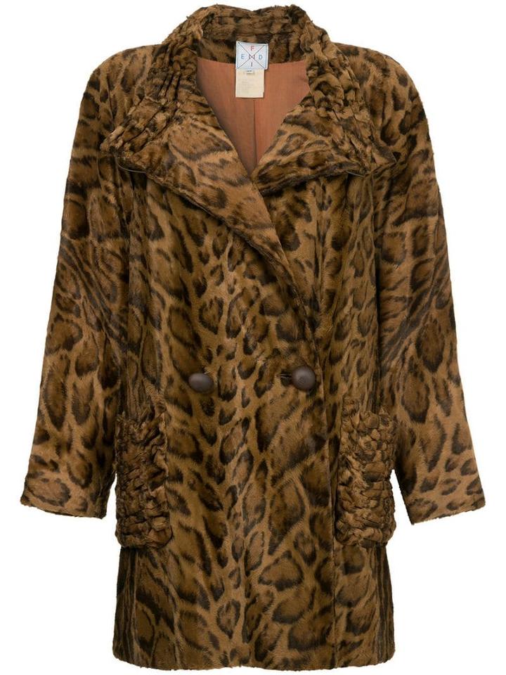 Fendi Pre-owned Faux Leopard Fur Coat - Brown