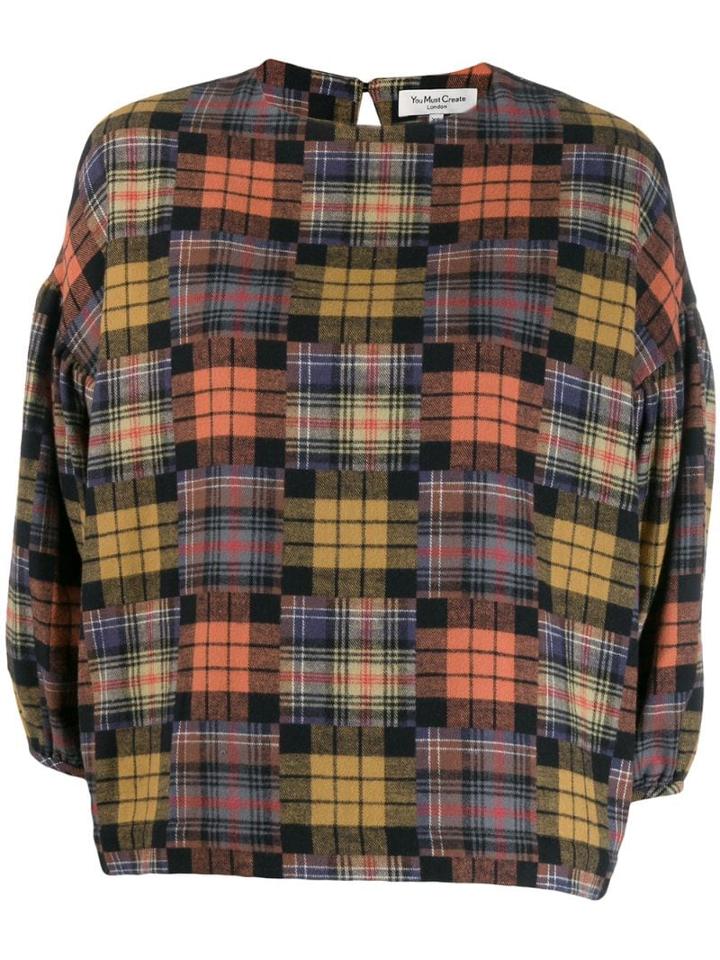 Ymc Patchwork Plaid Blouse - Orange