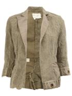 Greg Lauren Cropped Blazer Jacket, Women's, Size: 2, Green, Linen/flax