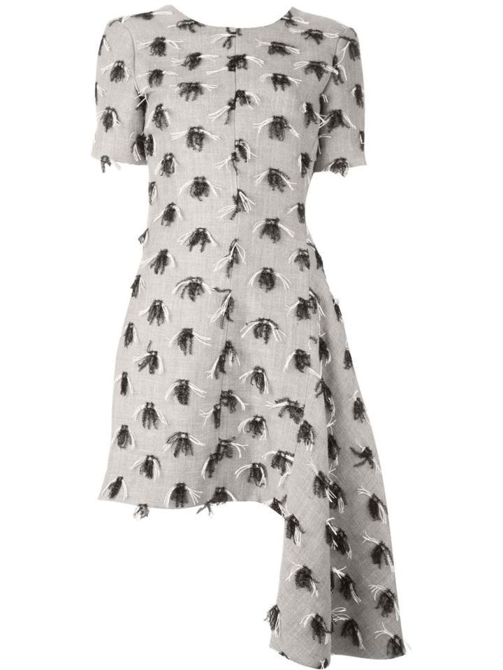 Msgm Frayed Appliqué Asymmetric Dress, Women's, Size: 42, Nude/neutrals, Linen/flax/viscose/cotton/polyester