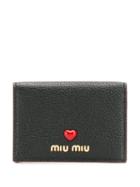 Miu Miu Heart Detailed Cardholder - Black