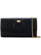 Salvatore Ferragamo Embossed Horseshoe Clutch - Black