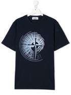 Stone Island Junior Teen Graphic Logo Print T-shirt - Blue