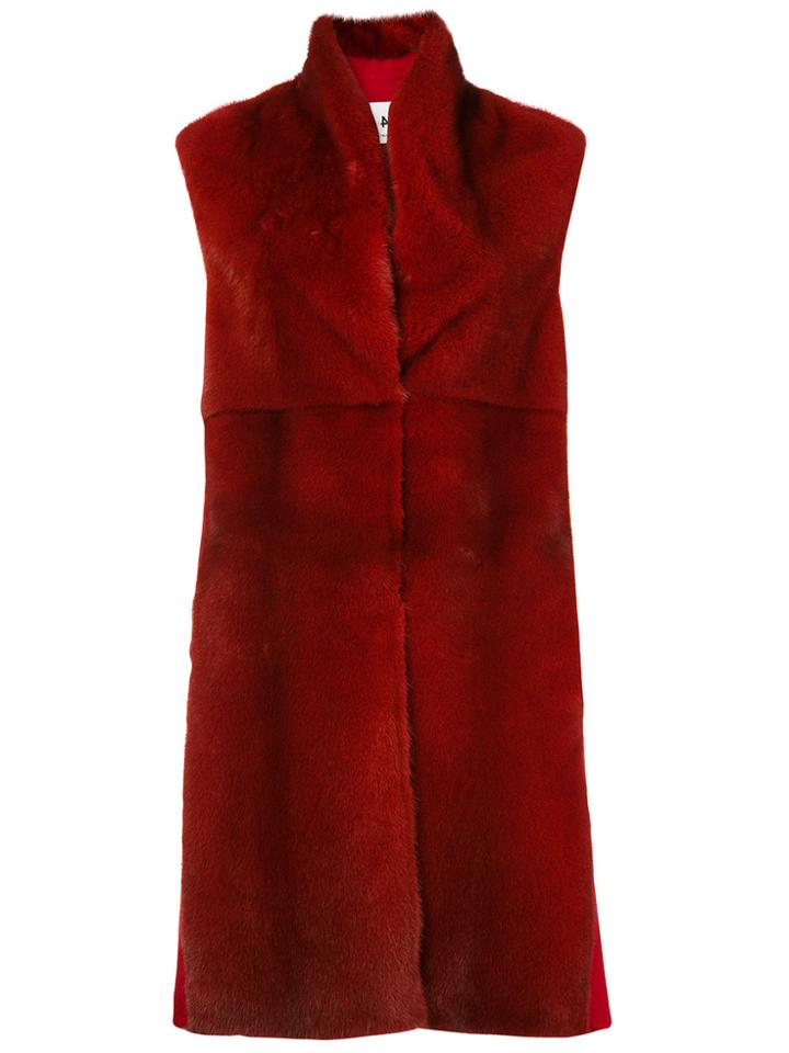 Manzoni 24 Sleeveless Fur Coat - Red