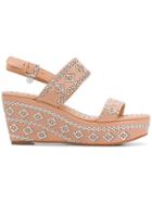 Tory Burch Woven Slingback Wedge Sandals - Nude & Neutrals