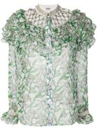 Dodo Bar Or Floral Print Ruffle Trim Shirt - Green