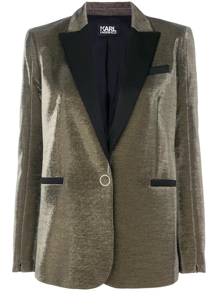 Karl Lagerfeld Slim Fit Tuxedo Blazer - Metallic