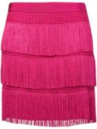 Alberta Ferretti Flapper Fringe Skirt - Pink