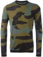 Prada Camouflage Jumper, Men's, Size: 50, Green, Polyamide/mohair/wool