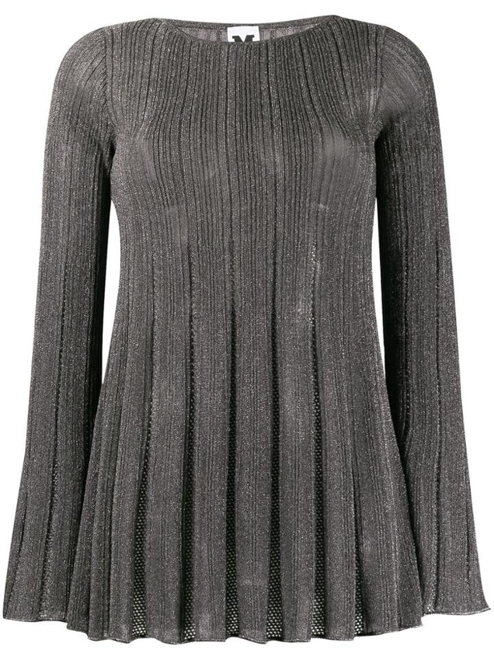 M Missoni Long Sleeved Lurex Top - Silver