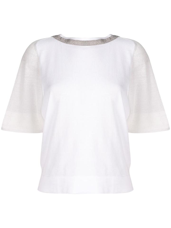 Fabiana Filippi Beaded Neck Blouse - White